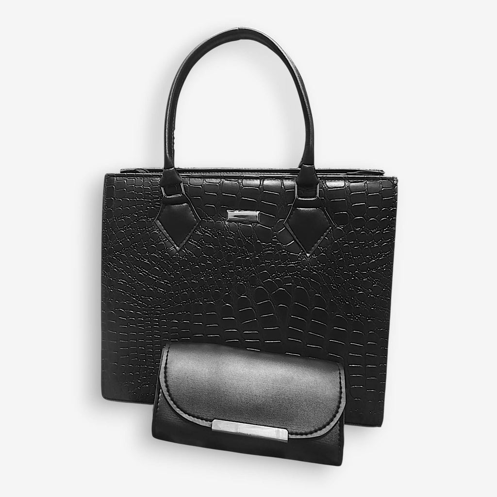 Croc Embossed 2-Piece Handbag Set